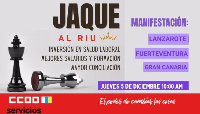 Servicios CCOO Canarias se moviliza nuevamente frente a la cadena RIU Hotels